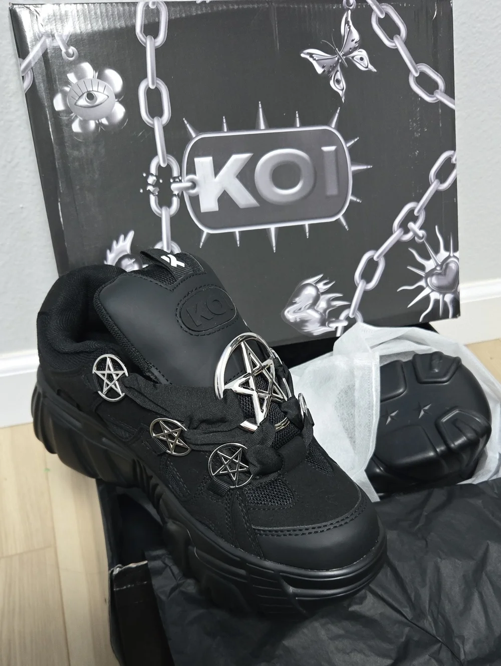 Koi Brand - Necromancer Chunky Platform Trainers - Black